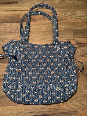 Vera Bradley Cotton Glenna Satchel Purse- Bees Navy